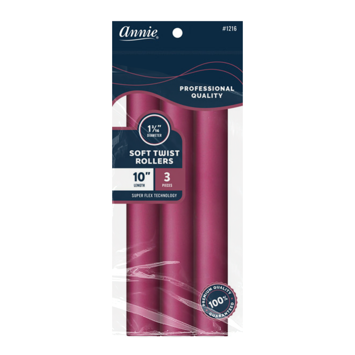 Annie Soft Twist Hair Rollers 1 3/16 Inch, 3 Count, Plum
