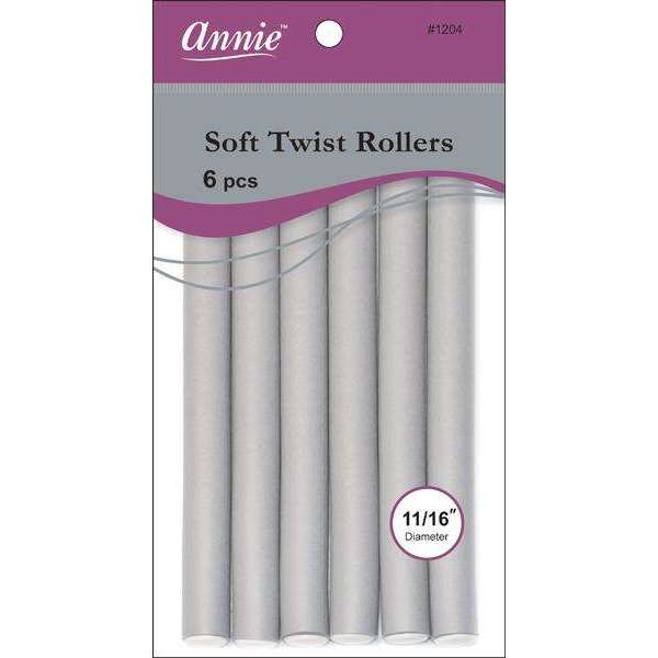 Annie Soft Twist Hair Rollers 11/16 Inch, 6 Count, Gray