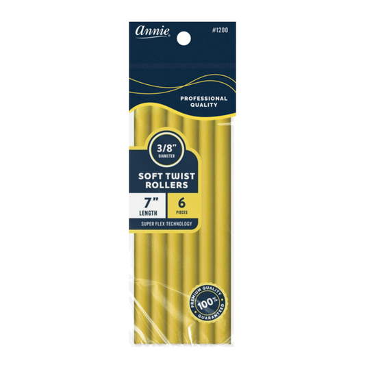 Annie Soft Twist Hair Rollers 3/8 Inch, 6 Count, Yellow