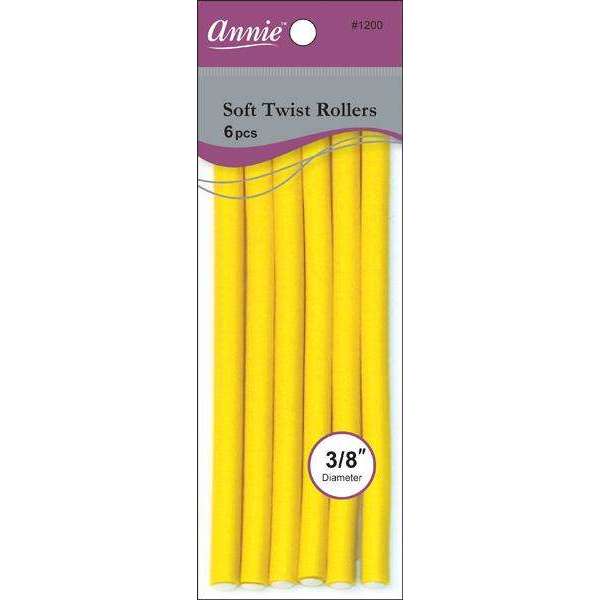 Annie Soft Twist Hair Rollers 3/8 Inch, 6 Count, Yellow