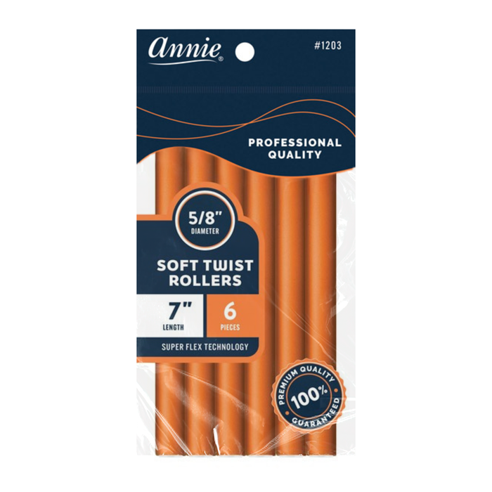 Annie Soft Twist Hair Rollers 5/8 Inch, 6 Count, Orange