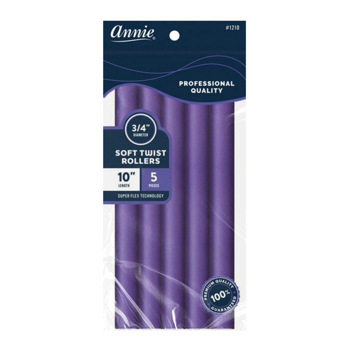 Annie Soft Twist Hair Rollers Extra-Long 3/4 Inch, 6 Count, Purple