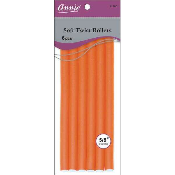 Annie Soft Twist Hair Rollers Extra-Long 5/8 Inch, 6 Count, Orange