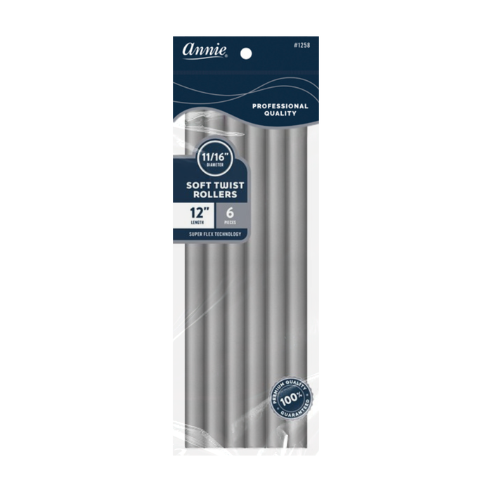 Annie Soft Twist Rollers 11/16 Inch, 12 Count Value Pack, Grey