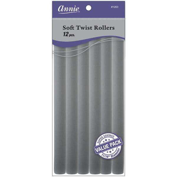 Annie Soft Twist Rollers 11/16 Inch, 12 Count Value Pack, Grey