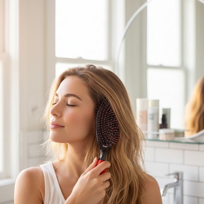 Annie Wire Cushion Ball-Tipped Bristle Massage Brush, 1 Count, Red
