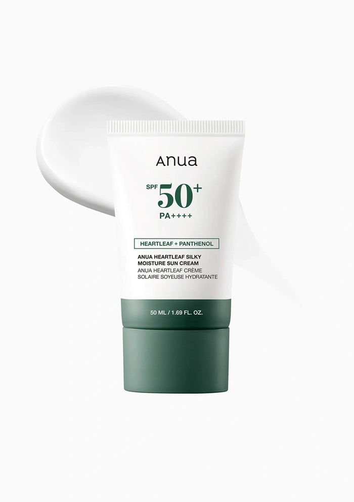ANUA 50 + PA++++ Heartleaf + panthenol Silky Moisture Sun Cream كريم الحماية من الشمس بعشبة الهارتليف والبانثينول من انوا