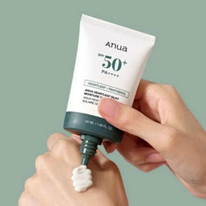 ANUA 50 + PA++++ Heartleaf + panthenol Silky Moisture Sun Cream كريم الحماية من الشمس بعشبة الهارتليف والبانثينول من انوا