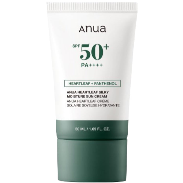 ANUA 50 + PA++++ Heartleaf + panthenol Silky Moisture Sun Cream كريم الحماية من الشمس بعشبة الهارتليف والبانثينول من انوا