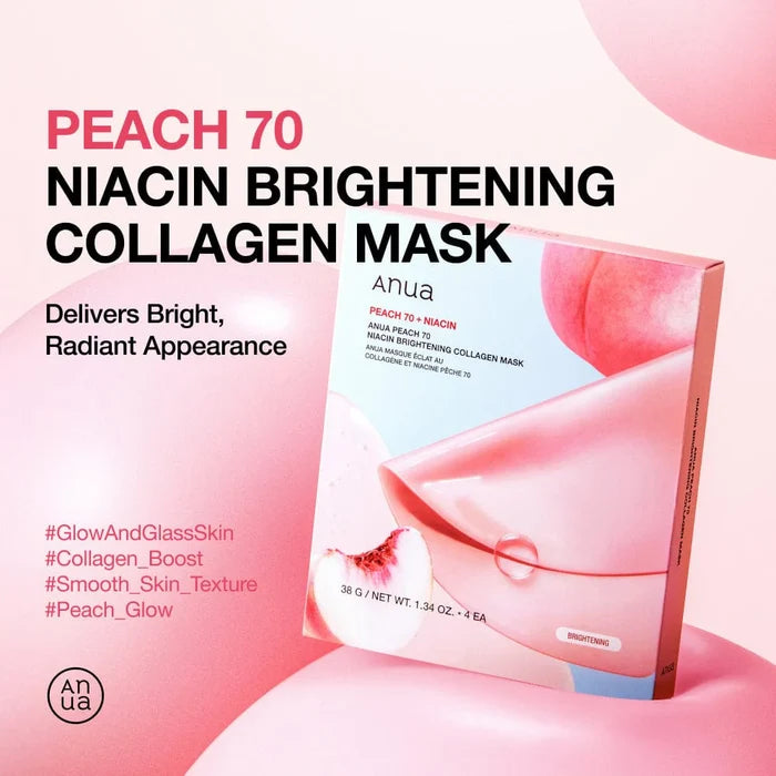 ANUA Peach 70 Niacin Brightening Collagen Mask مجموعة ماسكات العناية بالبشرة من انوا