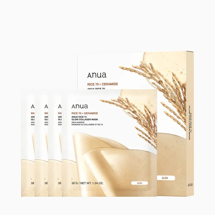 ANUA Rice 70 Glow Collagen Mask مجموعة ماسكات العناية بالبشرة من انوا