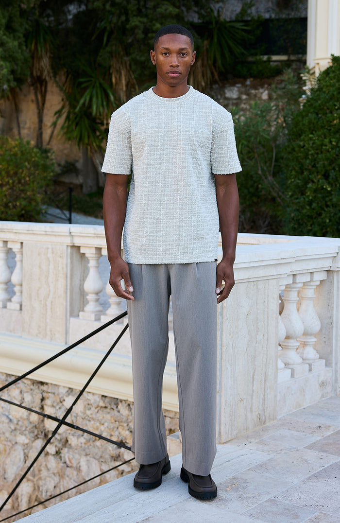 Arlio Textured Relaxed Boxy Tee in Beige