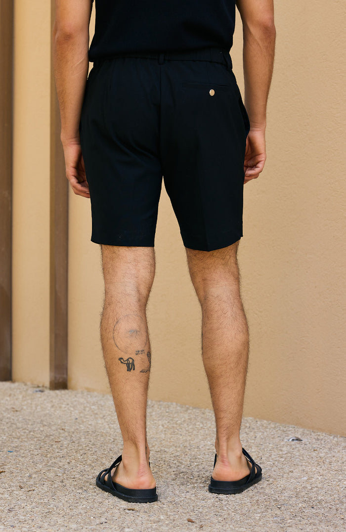Aster Tailored Stretch Fit Short in Black