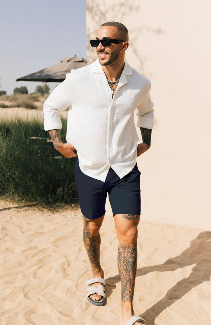 Aster Tailored Stretch Fit Short in Navy