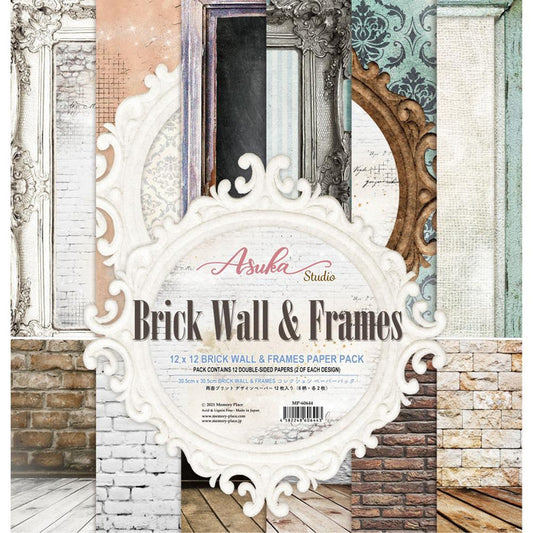 Asuka Studio - Collection Pack 12"X12" - Brick Wall & Frames. - This collection includes 12 double-sided, 2 of each. Made in Japan. Available at Embellish Away located in Bowmanville Ontario Canada.