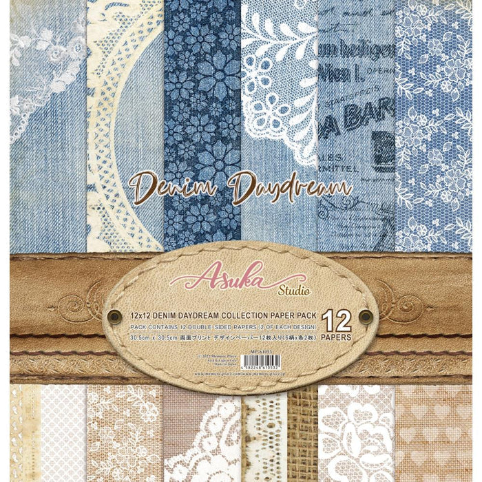 Asuka Studio - Collection Pack 12"X12" - Denim Daydream. The perfect addition to scrapbook pages, cards and more! This Asuka Studio 12x12 inch Collection Pack contains 12 double-sided printed papers, 2 of each design. Imported. Available at Embellish Away located in Bowmanville Ontario Canada.