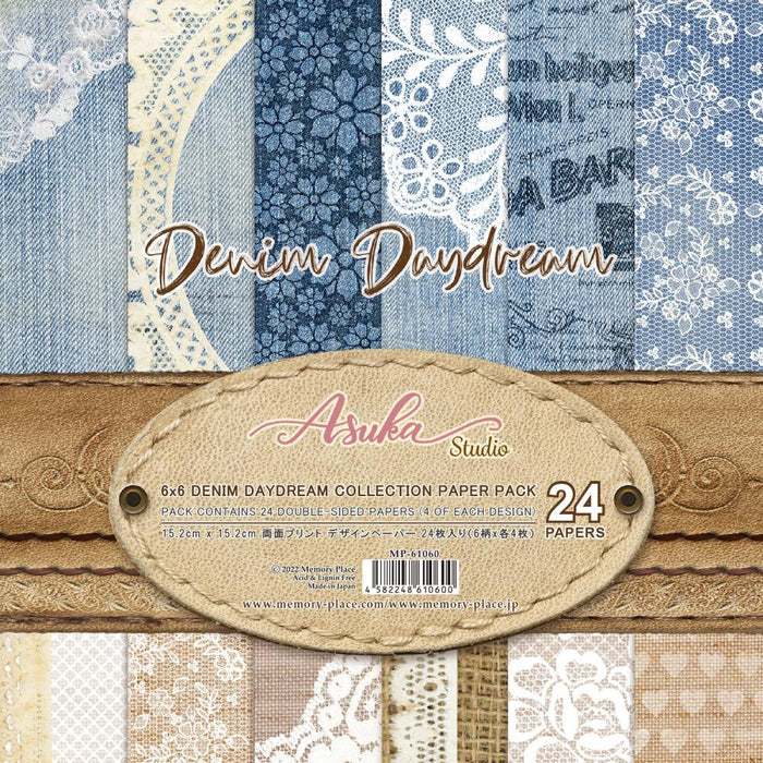 Asuka Studio - Double-Sided Paper Pack 6"X6" - 24/Pkg - Denim Daydream. The perfect start to all your paper crafting projects! This package contains twenty-four 6x6 inch double-sided sheets in six different designs (four of each). Imported. Available at Embellish Away located in Bowmanville Ontario Canada.