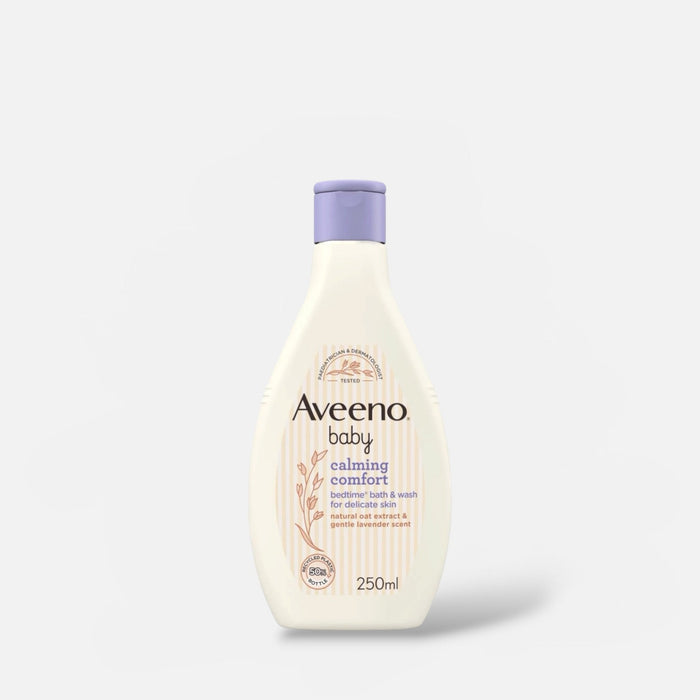 Aveeno Baby Calming Comfort Bedtime Bath & Wash 250ml أفينو بيبي مهدئ ومريح للاستحمام وغسول وقت النوم - Princess Cosmetics Qatar