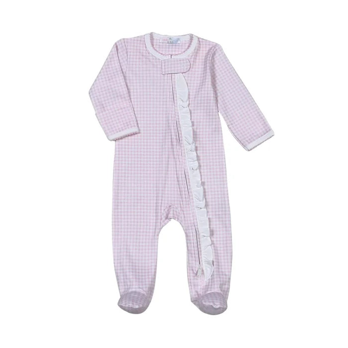 Baby Loren Pink Gingham Zipper Footie