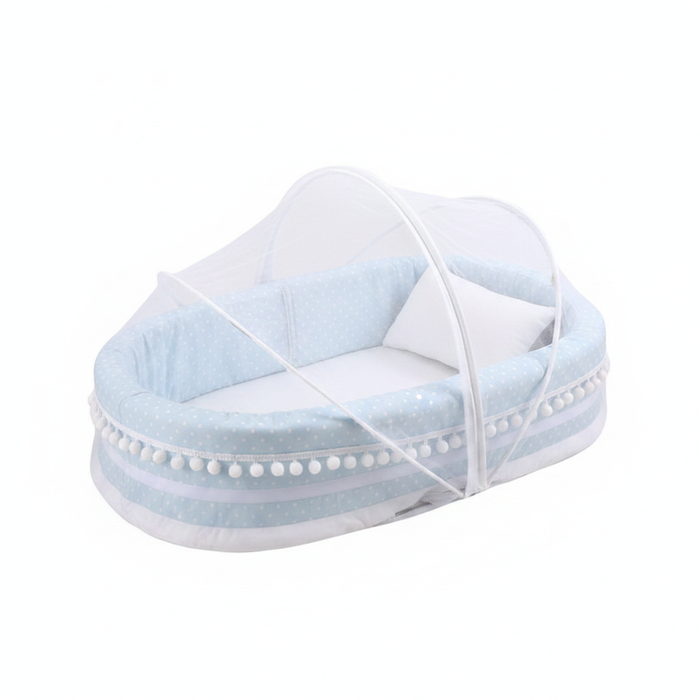 Baby Mosquito Net Bed Blue - White Background