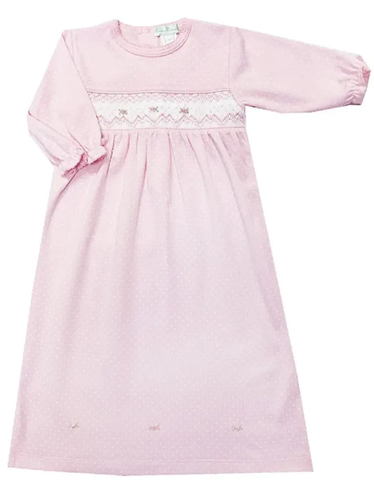 Baby Threads Smocked Pink Tiny Dot Daygown