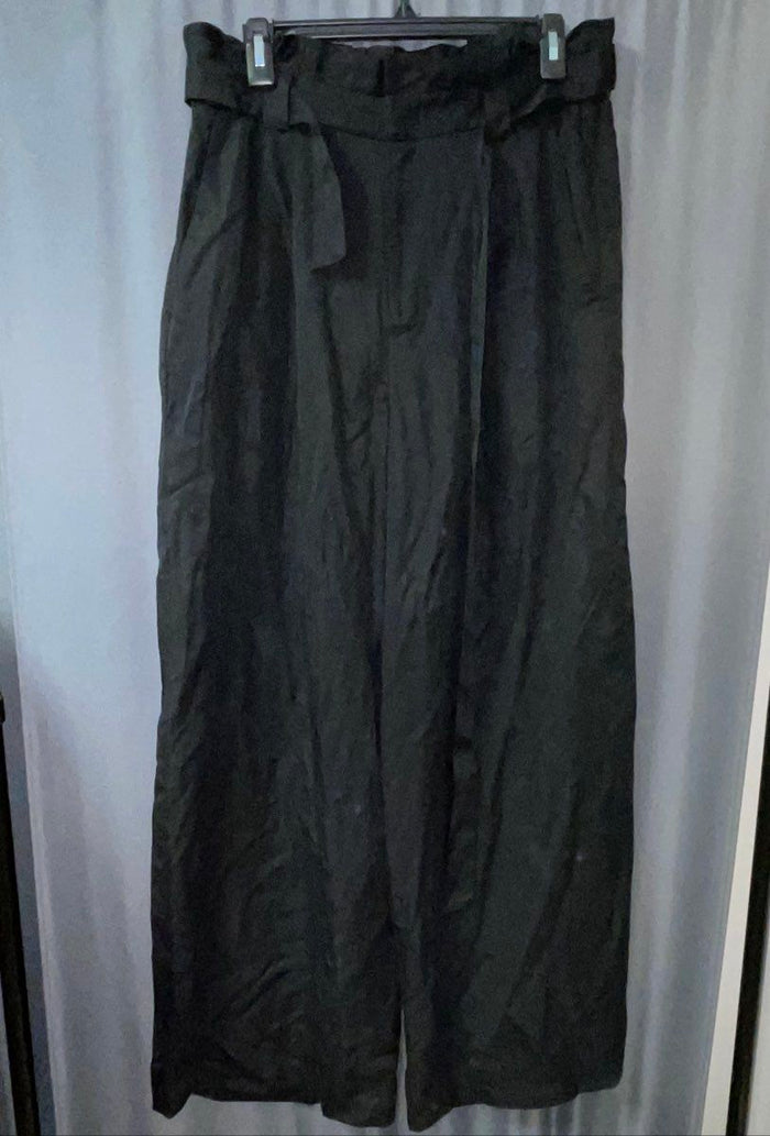 Banana Republic Women's Black Wide Leg Belted Tencel Lyocell Pants NWT Sz 10