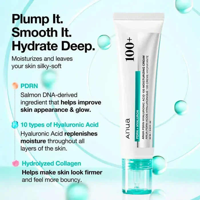 Anua PDRN Hyaluronic Acid 100 Moisturizing Cream 60ml – Skin Care | Korean Skincare Canada - VGLE Beauty