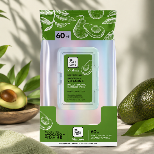 Be Care Love - Vitaluxe -Avocado + Vitamin E (Makeup Removing Wipes/renseservietter) -  60 stk.