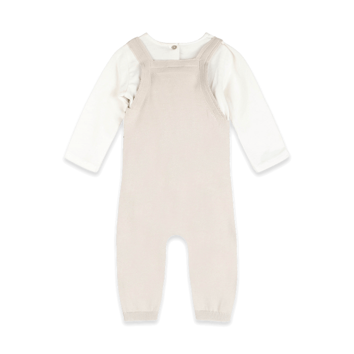 Organic Cotton Bear Fair Isle Knit Baby Overall Set, Back with Bodysuit