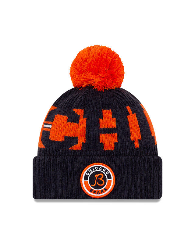 Bears New Era 2020 NFL Sideline Official Sport Pom Cuffed Knit Hat
