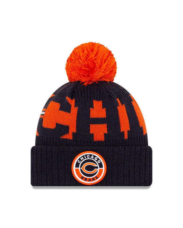 Bears New Era 2020 NFL Sideline Official Sport Pom Cuffed Knit Hat