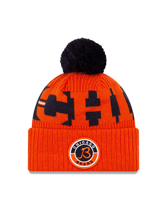 Bears New Era 2020 NFL Sideline Official Sport Pom Cuffed Knit Hat