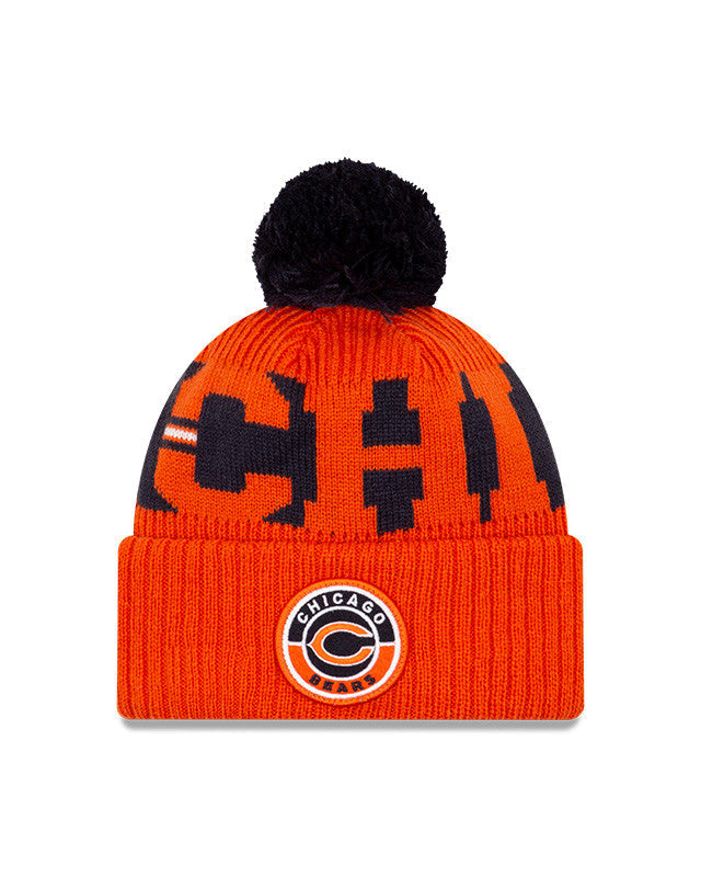 Bears New Era 2020 NFL Sideline Official Sport Pom Cuffed Knit Hat