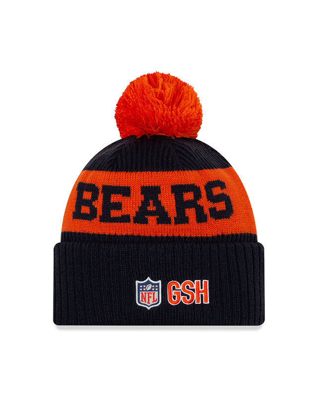 Bears New Era 2020 NFL Sideline Official Sport Pom Cuffed Knit Hat