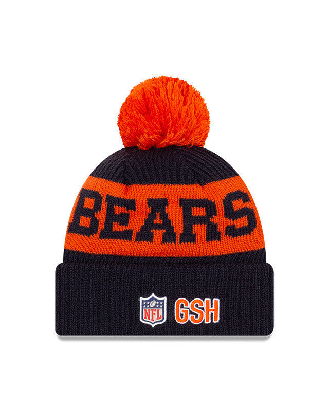 Bears New Era 2020 NFL Sideline Official Sport Pom Cuffed Knit Hat