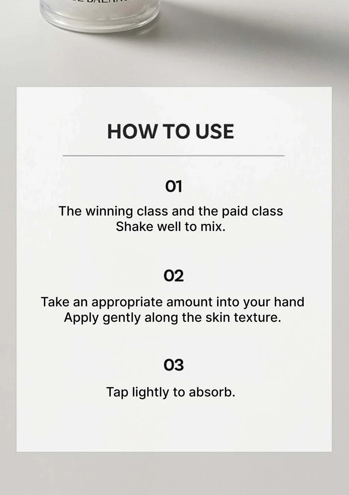 Instructions for using a skincare product on a white background