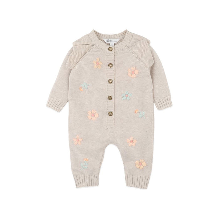 Bebe Fern Hand Embroidered Organic Knit Romper