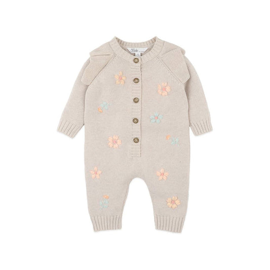 Bebe Fern Hand Embroidered Organic Knit Romper