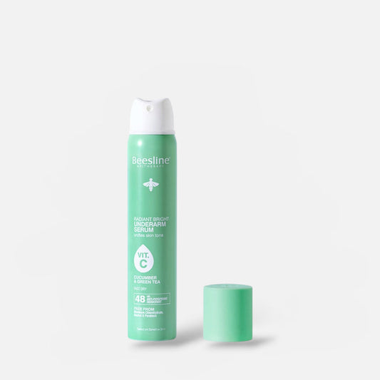 Beesline Radiant Bright Underarm Serum Spray Cucumber & Green Tea 150ml بخاخ سيروم بيزلاين لتفتيح منطقة الإبطين برائحة الخيار والشاي الأخضر