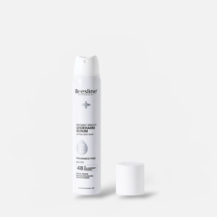 Beesline Radiant Bright Underarm Serum Spray Fragrance-Free 150ml بخاخ سيروم بيزلاين لتفتيح منطقة الإبطين، خالٍ من العطور