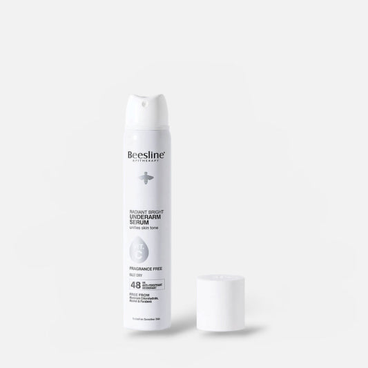 Beesline Radiant Bright Underarm Serum Spray Fragrance-Free 150ml بخاخ سيروم بيزلاين لتفتيح منطقة الإبطين، خالٍ من العطور