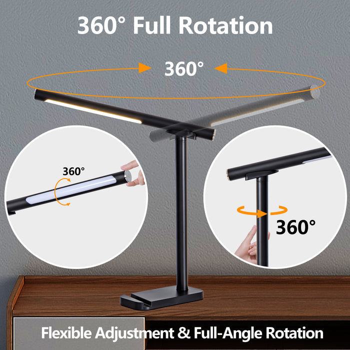 Black Adjustable LED Salon Desk Lamp with Touch Dimming