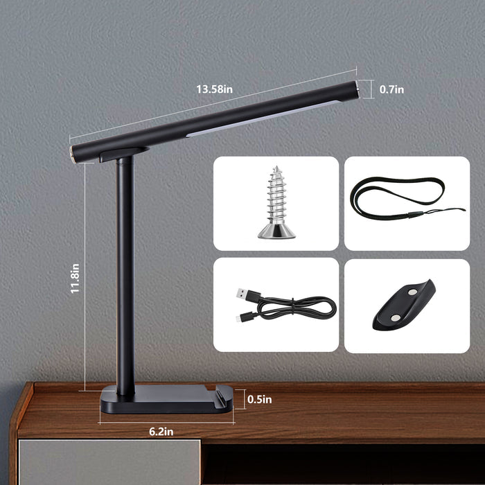 Black Adjustable LED Salon Desk Lamp with Touch Dimming