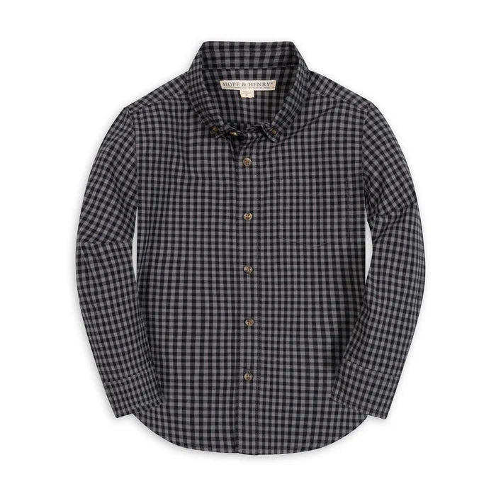 Black Gingham Poplin Shirt