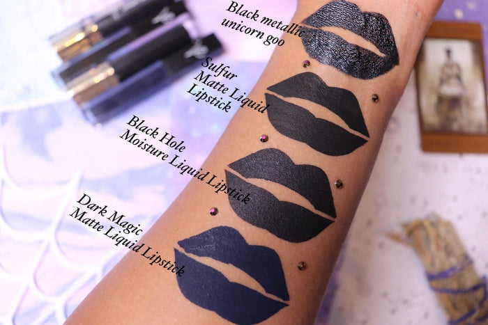 black lipstick arm swatches