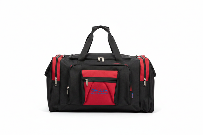 Black & Red Soft-Sided Travel Duffel Bag - white background