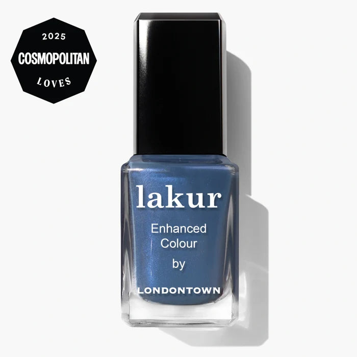 A bottle of LONDONTOWN Blue Diamond Lakur Enhanced Colour with a black cap sits beside a 2025 Cosmopolitan Loves award badge.