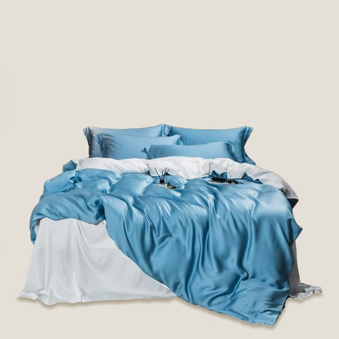Blue Light Satin Bedding Set