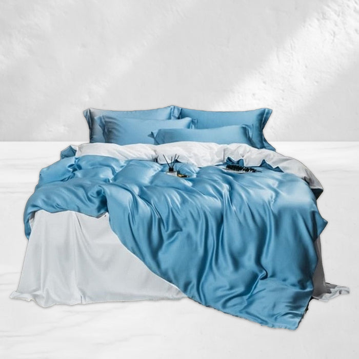 Blue Light Satin Bedding Set