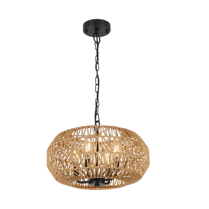 Boho Rattan Chandelier Light Fixture